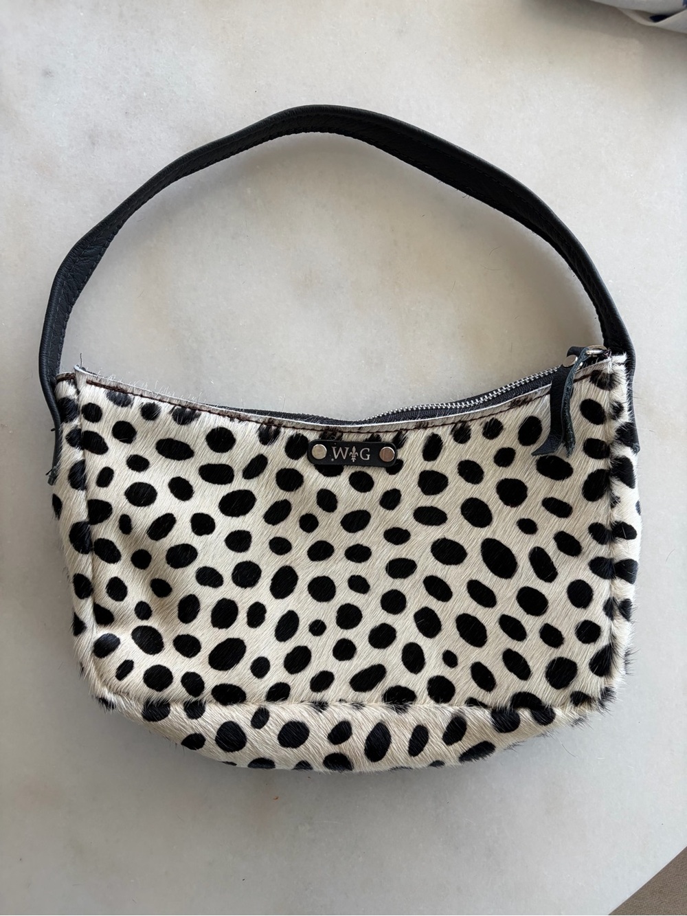 Black and White Spotted Shoulder Bag